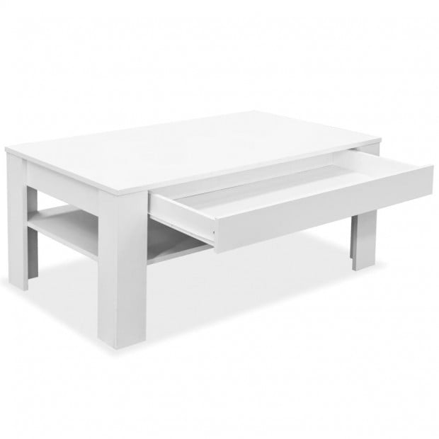 Coffee Table Chipboard 110x65x48 Cm White Image 5