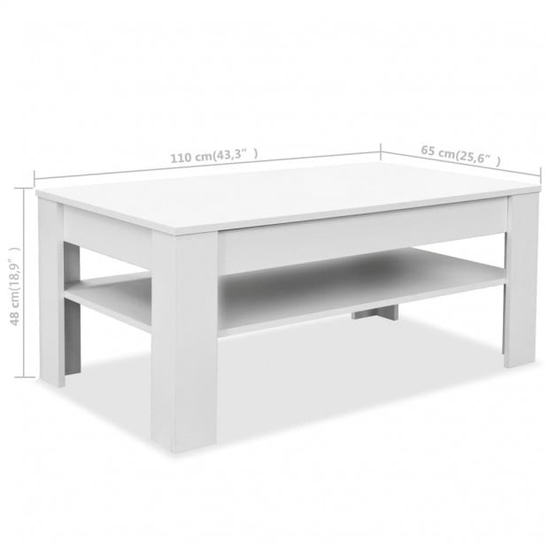 Coffee Table Chipboard 110x65x48 Cm White Image 7