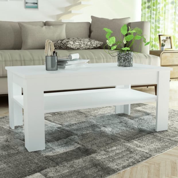 Coffee Table Chipboard 110x65x48 Cm White Image 2