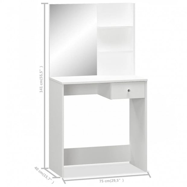 Dressing Table Chipboard 75x40x141 Cm White Image 5