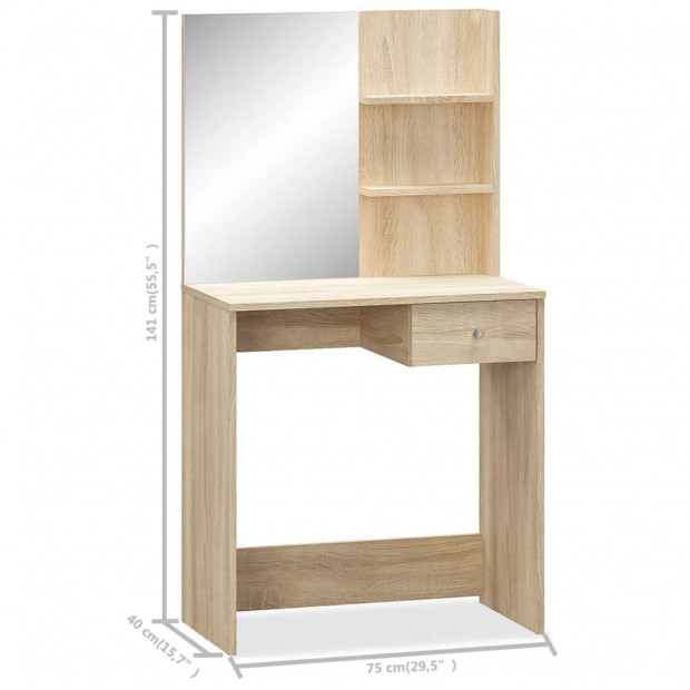 Dressing Table Chipboard 75x40x141 Cm Oak Image 5