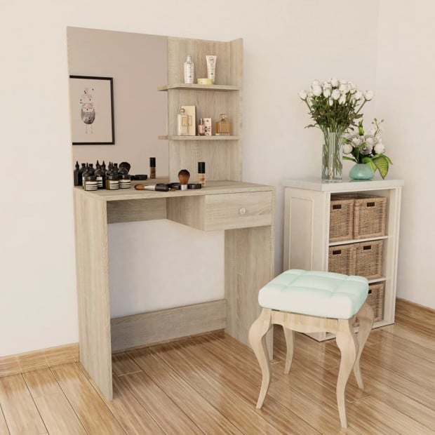 Dressing Table Chipboard 75x40x141 Cm Oak Image 2