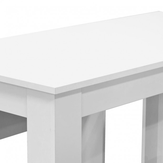Dining Table And Benches 3 Pieces Chipboard White Image 5