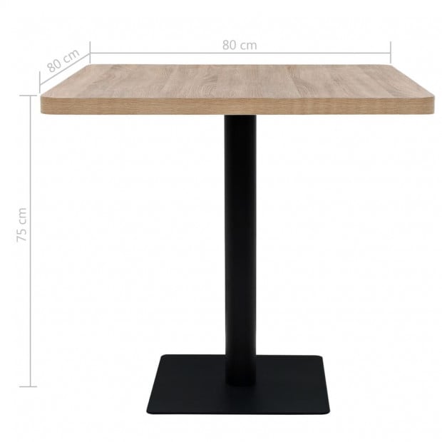 Bistro Table Mdf And Steel Square 80x80x75 Cm Oak Colour Image 6
