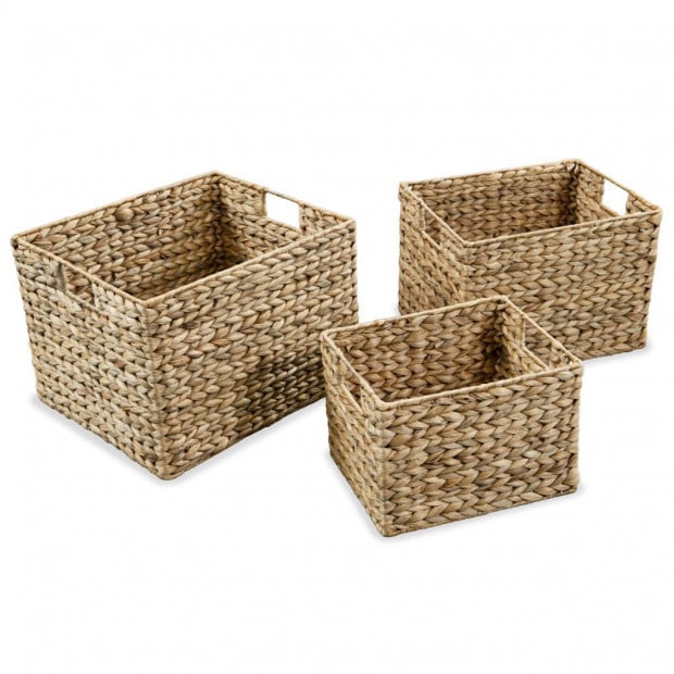 Storage Basket Set 3 Pieces Water Hyacinth Image 2