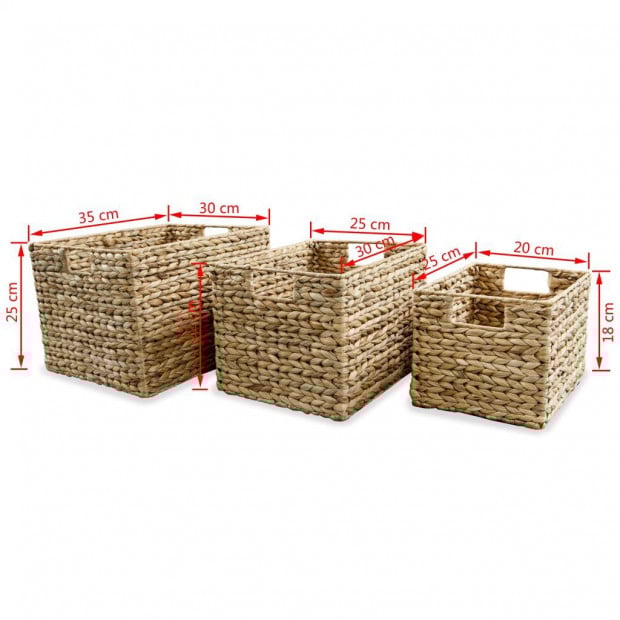 Storage Basket Set 3 Pieces Water Hyacinth Image 6