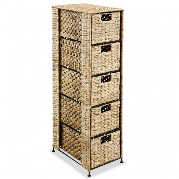Storage Unit With 5 Baskets 25.5 x 37 x 100cm Water Hyacinth