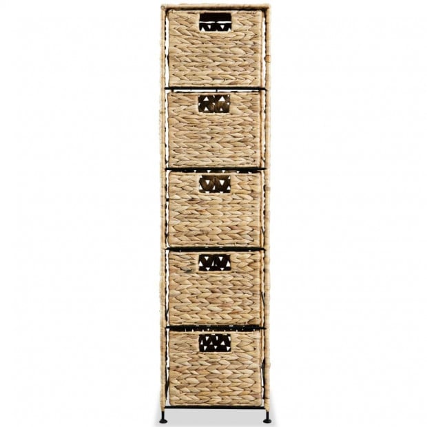 Storage Unit With 5 Baskets 25.5 x 37 x 100cm Water Hyacinth Image 2