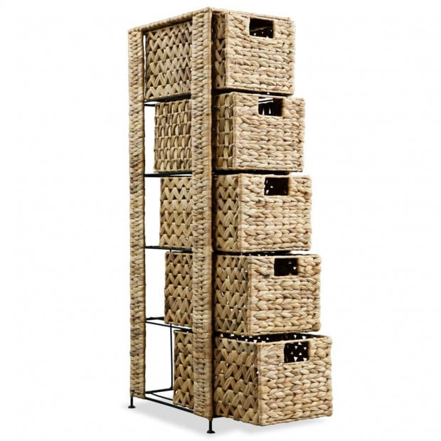 Storage Unit With 5 Baskets 25.5 x 37 x 100cm Water Hyacinth Image 5