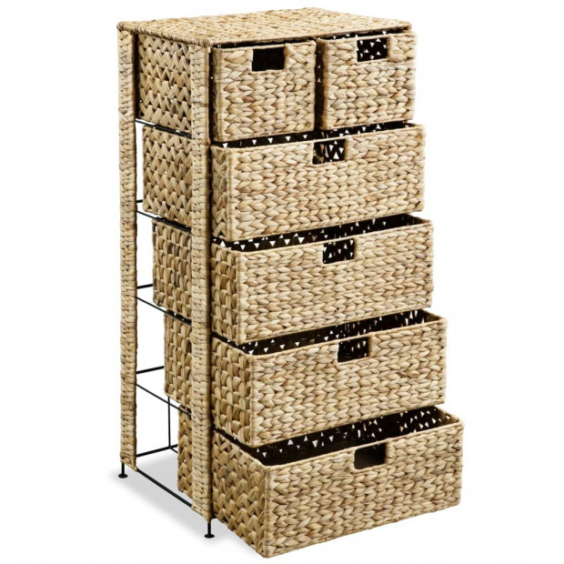 Storage Unit With 6 Baskets 47x37x100 Cm Water Hyacinth Image 2