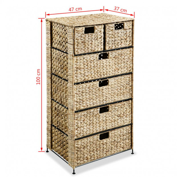 Storage Unit With 6 Baskets 47x37x100 Cm Water Hyacinth Image 6