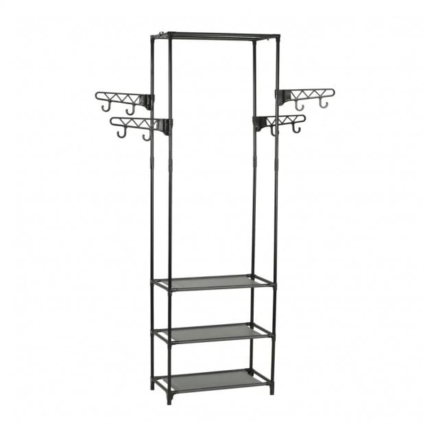 Clothes Rack Steel And Non-woven Fabric 55x28.5x175 Cm Black Image 4