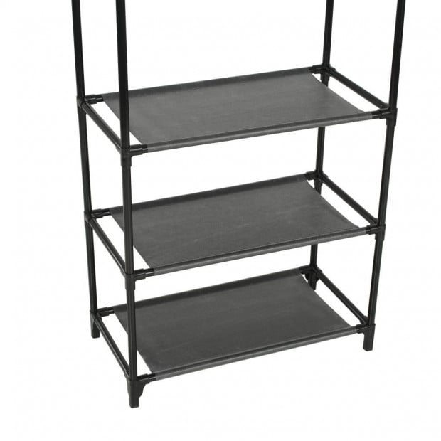 Clothes Rack Steel And Non-woven Fabric 55x28.5x175 Cm Black Image 7