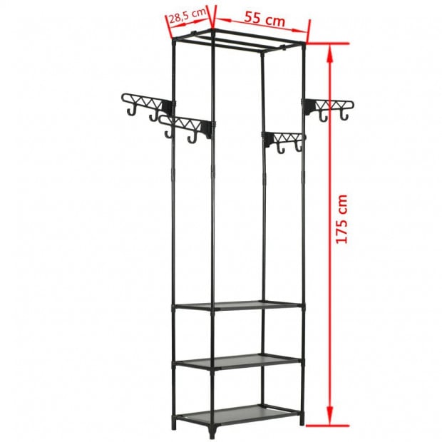 Clothes Rack Steel And Non-woven Fabric 55x28.5x175 Cm Black Image 9