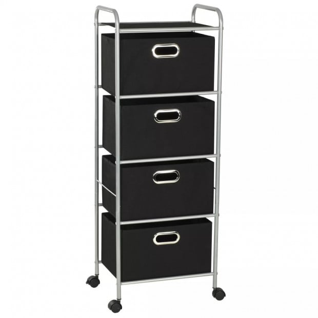 Shelving Unit With 4 Storage Boxes Steel And Non-woven Fabric