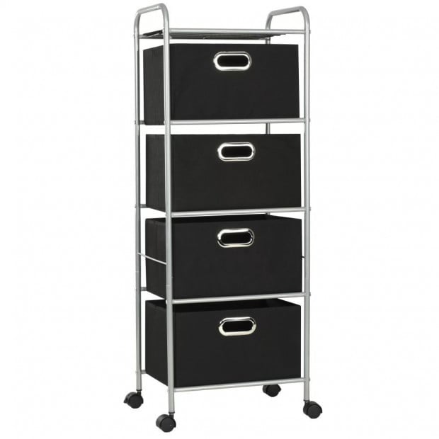 Shelving Unit With 4 Storage Boxes Steel And Non-woven Fabric Image 2
