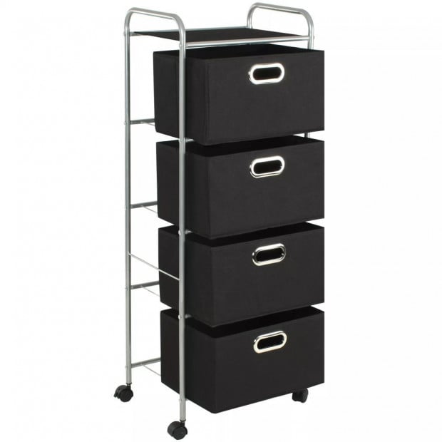 Shelving Unit With 4 Storage Boxes Steel And Non-woven Fabric Image 3