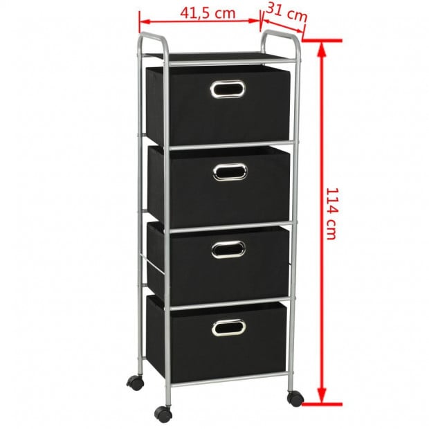Shelving Unit With 4 Storage Boxes Steel And Non-woven Fabric Image 7