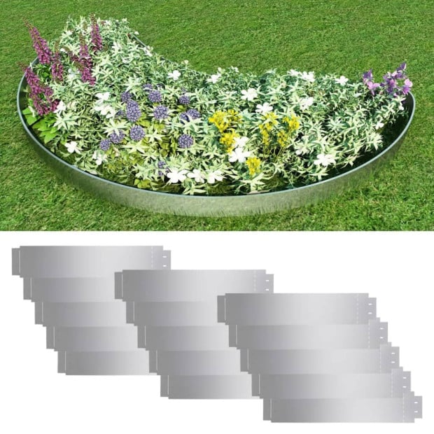 Lawn Fence 15 Pcs Galvanised Steel 100x20 Cm