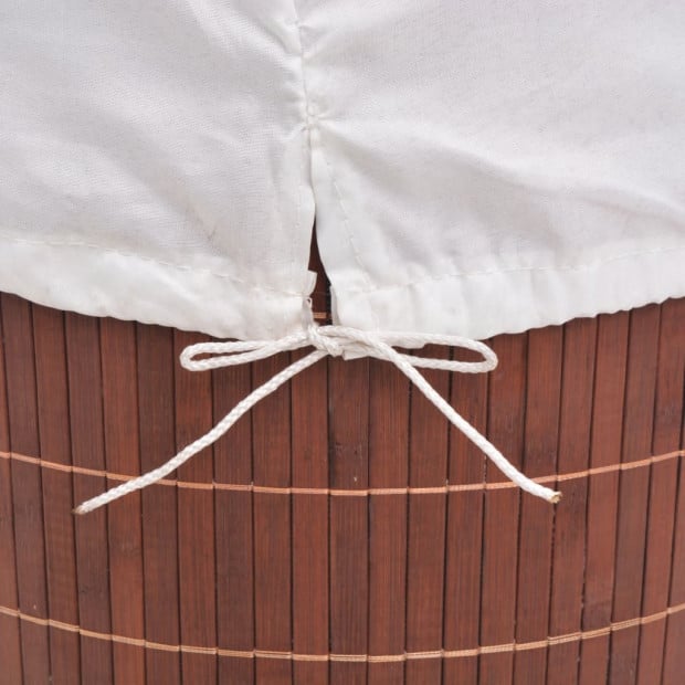 Bamboo Laundry Bin Round Brown 35 x 60 cm Image 2