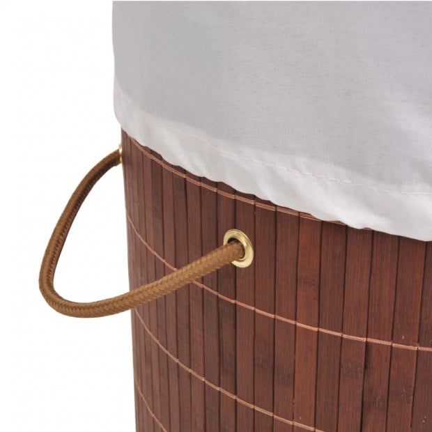 Bamboo Laundry Bin Round Brown 35 x 60 cm Image 5
