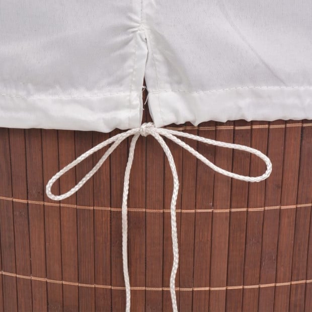 Bamboo Laundry Bin Oval Brown Image 3