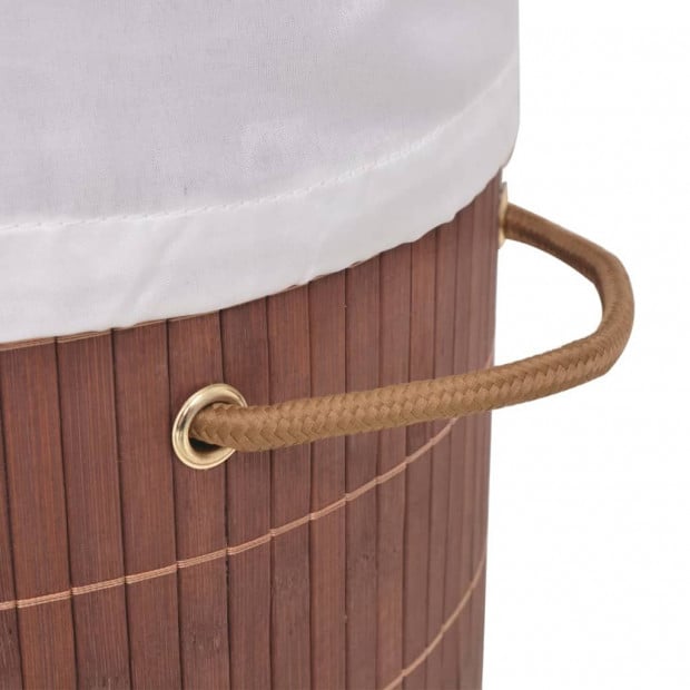 Bamboo Laundry Bin Oval Brown Image 6
