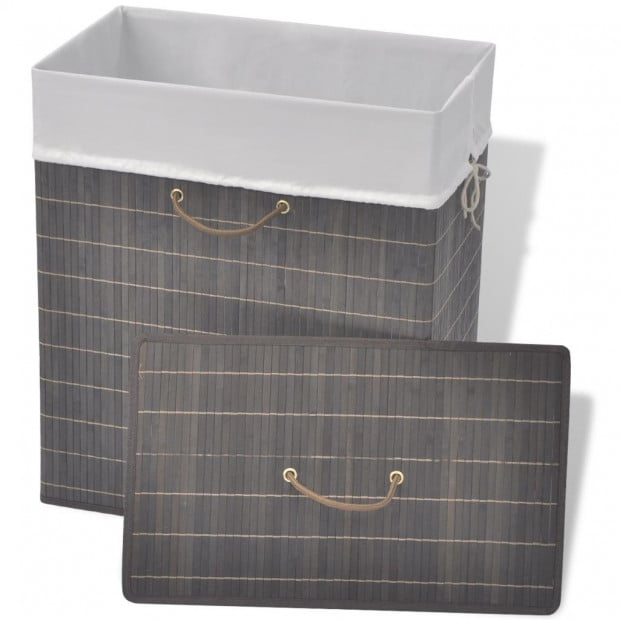 Bamboo Laundry Bin Rectangular Dark Brown Image 5