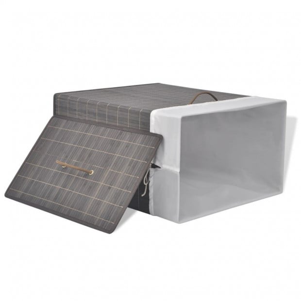 Bamboo Laundry Bin Rectangular Dark Brown Image 6