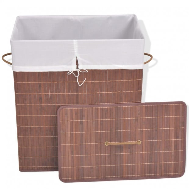 Bamboo Laundry Bin Rectangular Brown Image 4