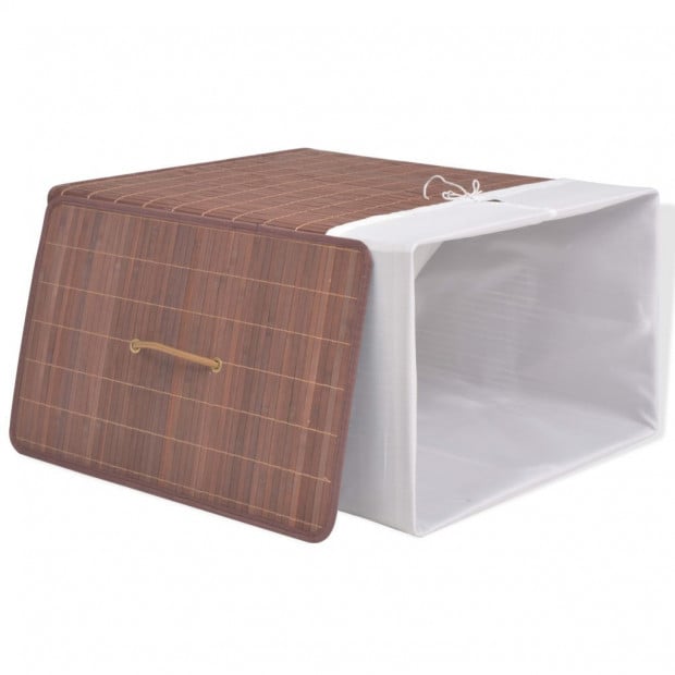 Bamboo Laundry Bin Rectangular Brown Image 5