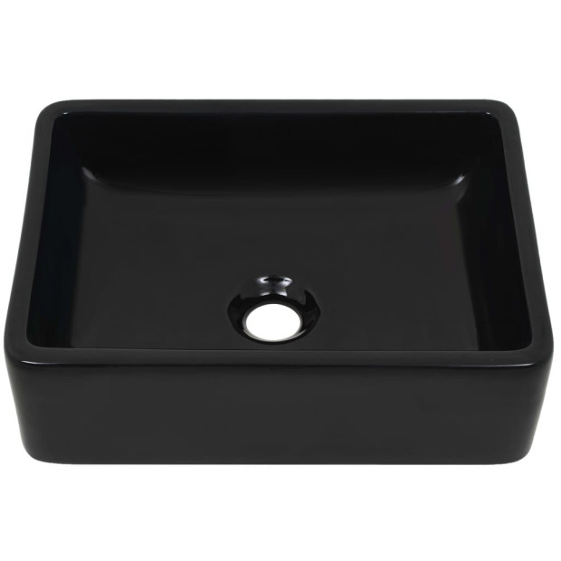 Basin Ceramic Rectangular Black 41x30x12 cm Image 3