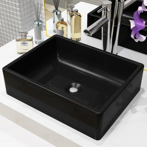 Basin Ceramic Rectangular Black 41x30x12 cm Image 2