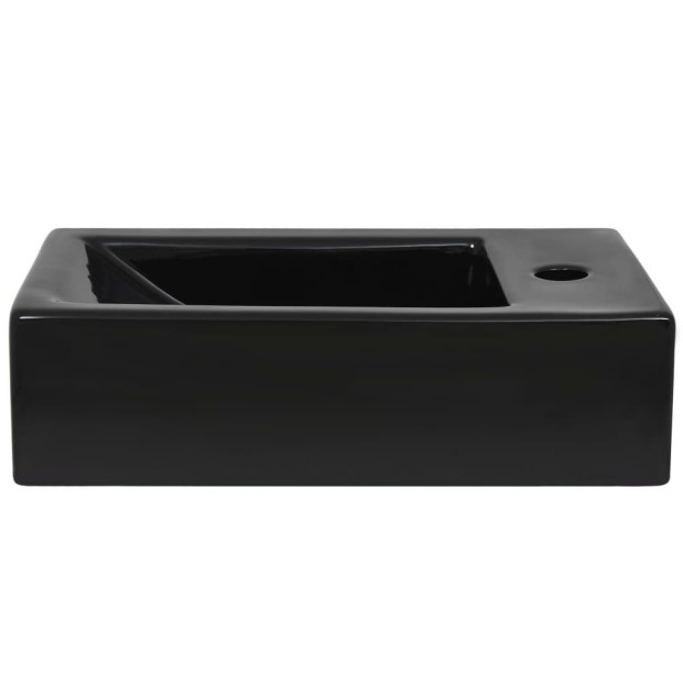 Basin With Faucet Hole Rectangular Ceramic Black 46x25.5x12 Cm Image 5