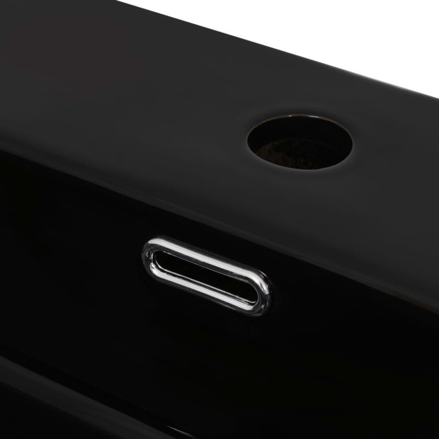 Basin With Faucet Hole Ceramic Black 60.5x42.5x14.5 Cm Image 4