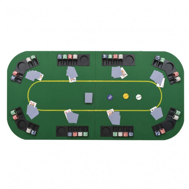 8-player Folding Poker Tabletop 4 Fold Rectangular Green Image 4