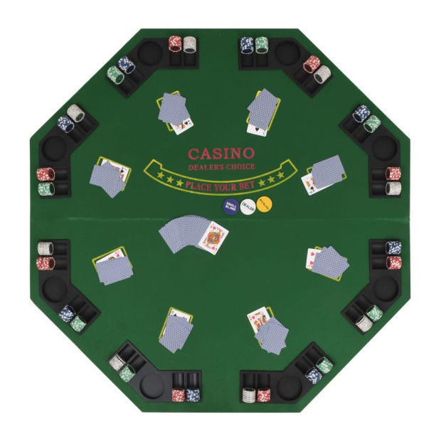 8-player Folding Poker Tabletop 2 Fold Octagonal Green Image 6
