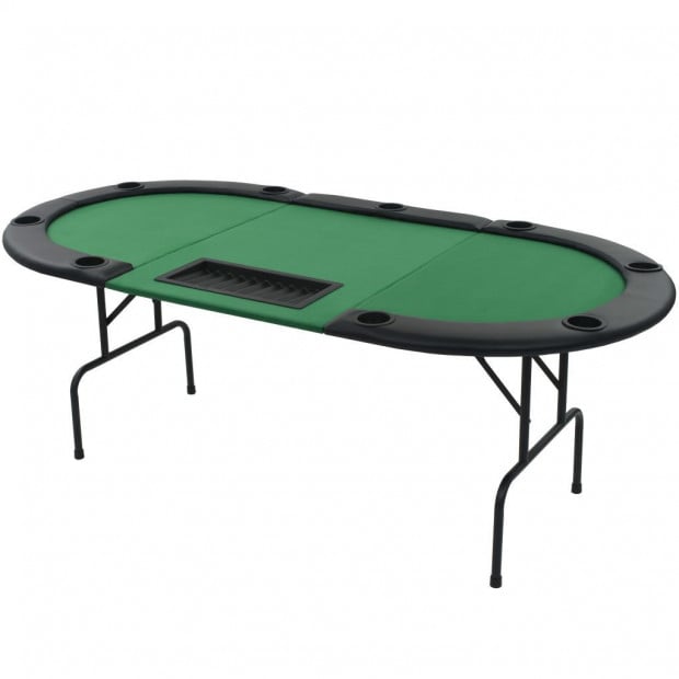 9-player Folding Poker Table 3 Fold Oval Green Image 2
