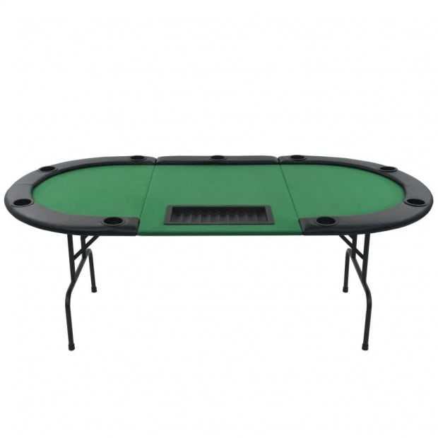 9-player Folding Poker Table 3 Fold Oval Green Image 3