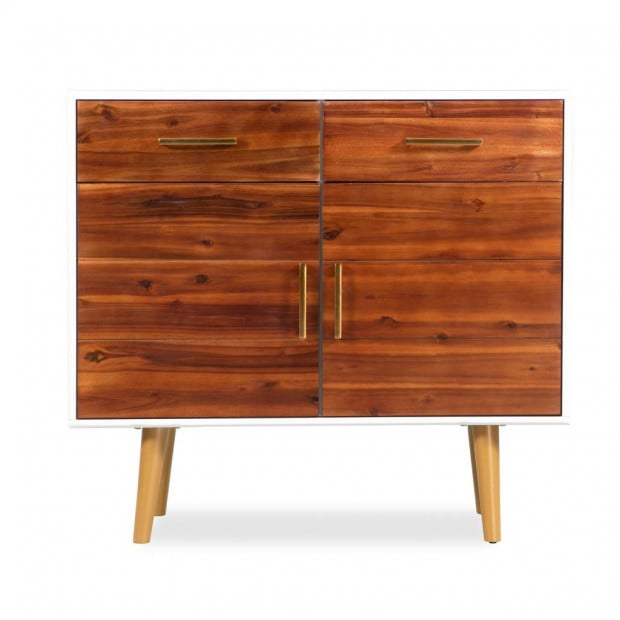 Sideboard Solid Acacia Wood 90x33.5x83 Cm Image 3