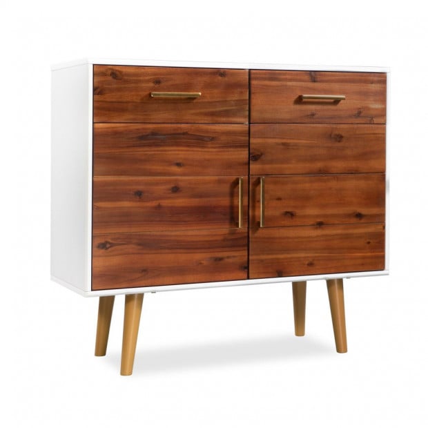 Sideboard Solid Acacia Wood 90x33.5x83 Cm Image 4
