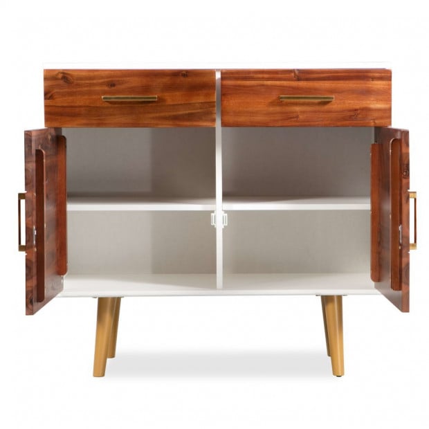 Sideboard Solid Acacia Wood 90x33.5x83 Cm Image 5