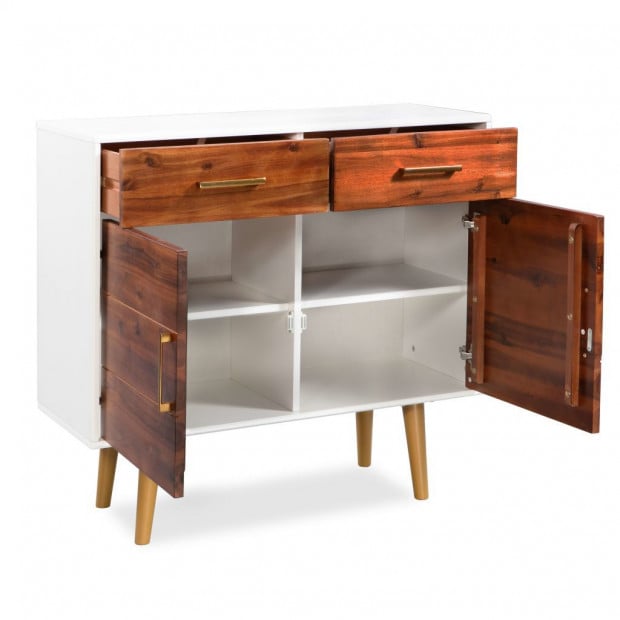 Sideboard Solid Acacia Wood 90x33.5x83 Cm Image 6