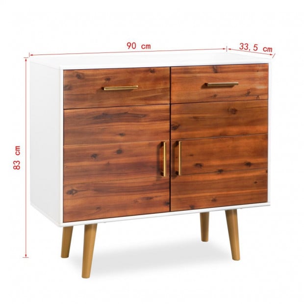 Sideboard Solid Acacia Wood 90x33.5x83 Cm Image 9