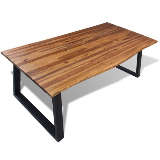Dining Table Solid Acacia Wood 200x90x75 Cm Image 2