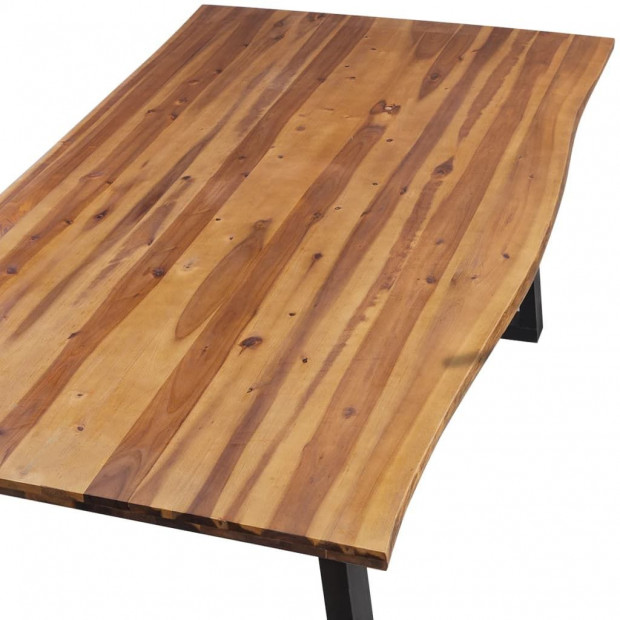Dining Table Solid Acacia Wood 200x90x75 Cm Image 3
