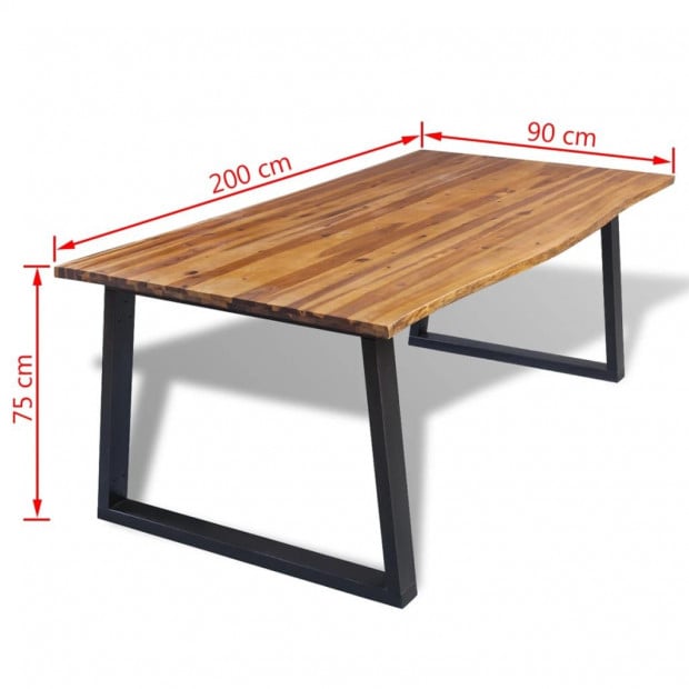 Dining Table Solid Acacia Wood 200x90x75 Cm Image 7