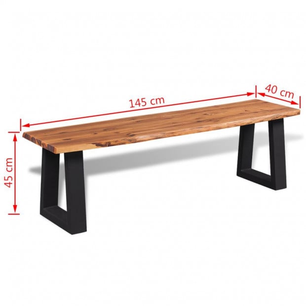 Bench Solid Acacia Wood 145 Cm Image 6