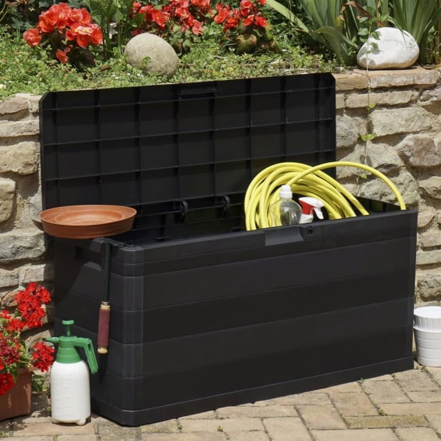 Garden Storage Box Black 117x45x56 Cm Image 3