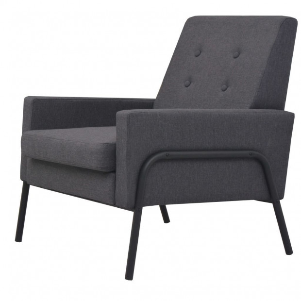 Armchair Steel And Fabric Dark Grey Image 3